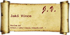 Jakó Vince névjegykártya